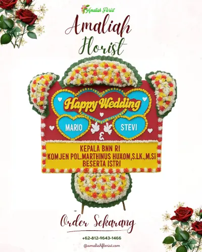 Karangan Papan Bunga Pernikahan di Karya Mulia
